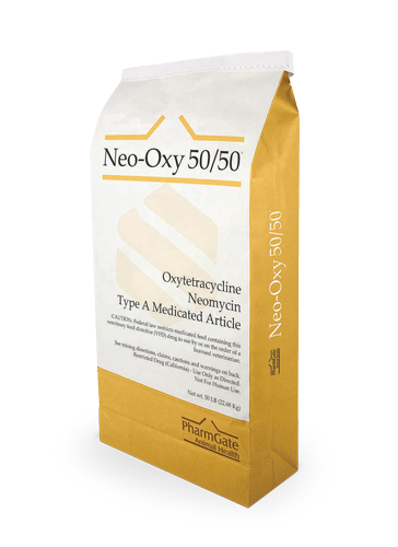 Neo-oxy: Combination of two potent antimicrobials (neomycin and oxytetracycline) that provide systemic and enteric efficacy against bacteria that cause disease like swine leptospirosis, swine diarrhea, cattle diarrhea, cattle pneumonia, cattle shipping fever.